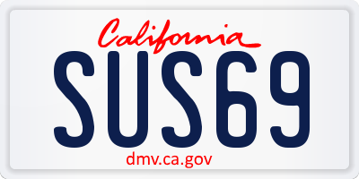 CA license plate SUS69