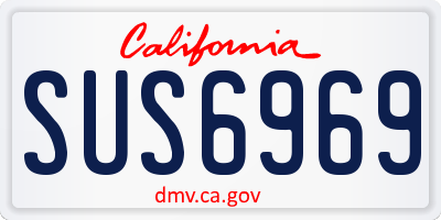 CA license plate SUS6969