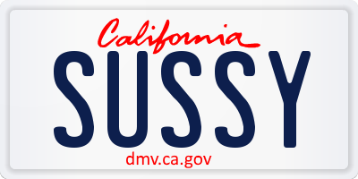CA license plate SUSSY