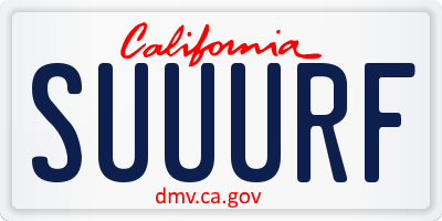 CA license plate SUUURF