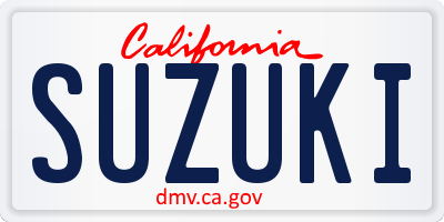 CA license plate SUZUKI