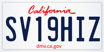 CA license plate SV19HIZ