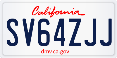 CA license plate SV64ZJJ