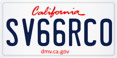 CA license plate SV66RC0