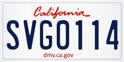 CA license plate SVG0114