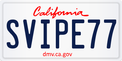 CA license plate SVIPE77