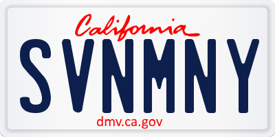 CA license plate SVNMNY