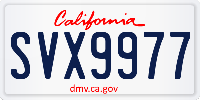 CA license plate SVX9977