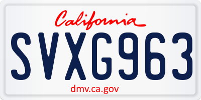 CA license plate SVXG963