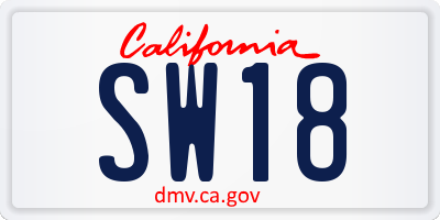 CA license plate SW18