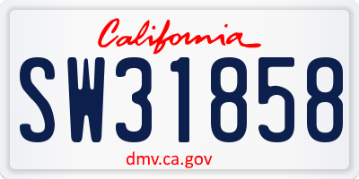 CA license plate SW31858