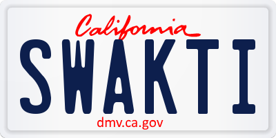 CA license plate SWAKTI