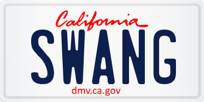 CA license plate SWANG