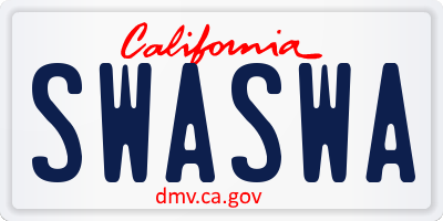 CA license plate SWASWA