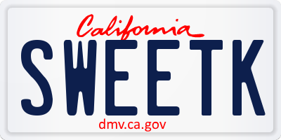 CA license plate SWEETK