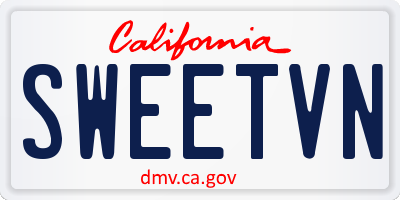 CA license plate SWEETVN