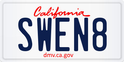 CA license plate SWEN8