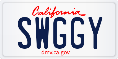 CA license plate SWGGY