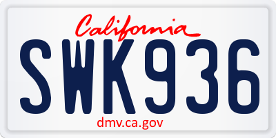 CA license plate SWK936