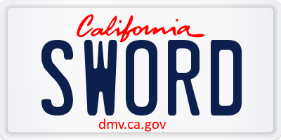 CA license plate SWORD