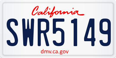 CA license plate SWR5149