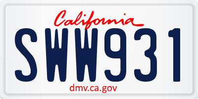 CA license plate SWW931