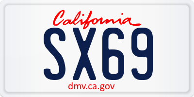 CA license plate SX69