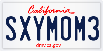 CA license plate SXYMOM3