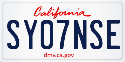 CA license plate SY07NSE