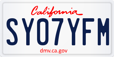 CA license plate SY07YFM