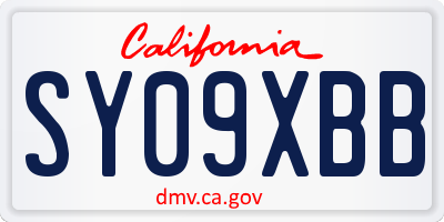 CA license plate SY09XBB