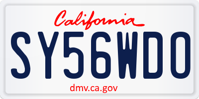 CA license plate SY56WDO