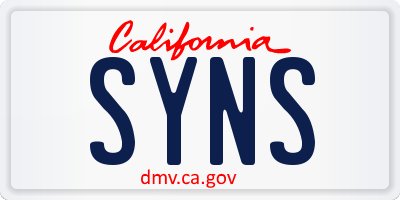 CA license plate SYNS