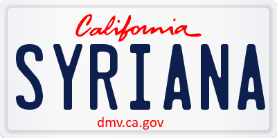 CA license plate SYRIANA