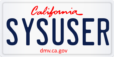 CA license plate SYSUSER