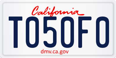 CA license plate T050F0