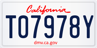 CA license plate T07978Y