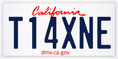 CA license plate T14XNE