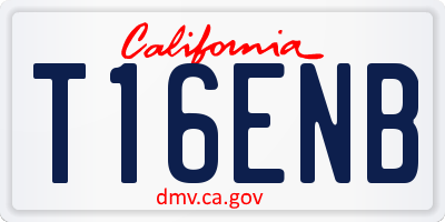 CA license plate T16ENB