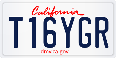 CA license plate T16YGR