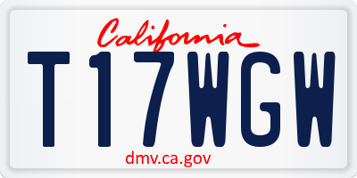 CA license plate T17WGW