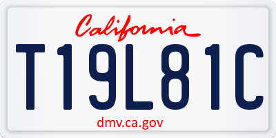 CA license plate T19L81C