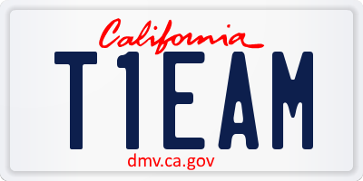 CA license plate T1EAM