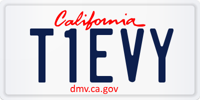 CA license plate T1EVY