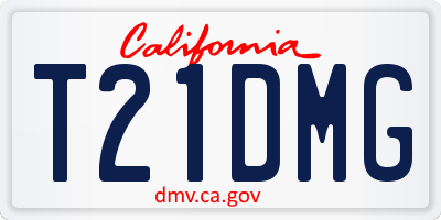 CA license plate T21DMG