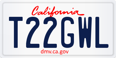 CA license plate T22GWL