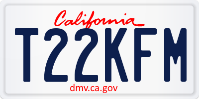 CA license plate T22KFM