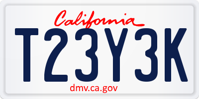 CA license plate T23Y3K