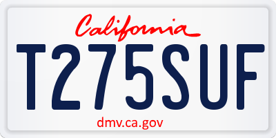 CA license plate T275SUF