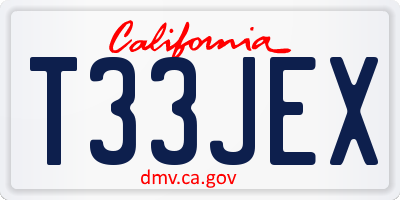 CA license plate T33JEX